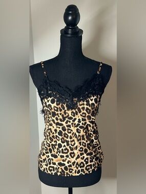 NWT! Zara Leopard  Lace Trim Cami Top